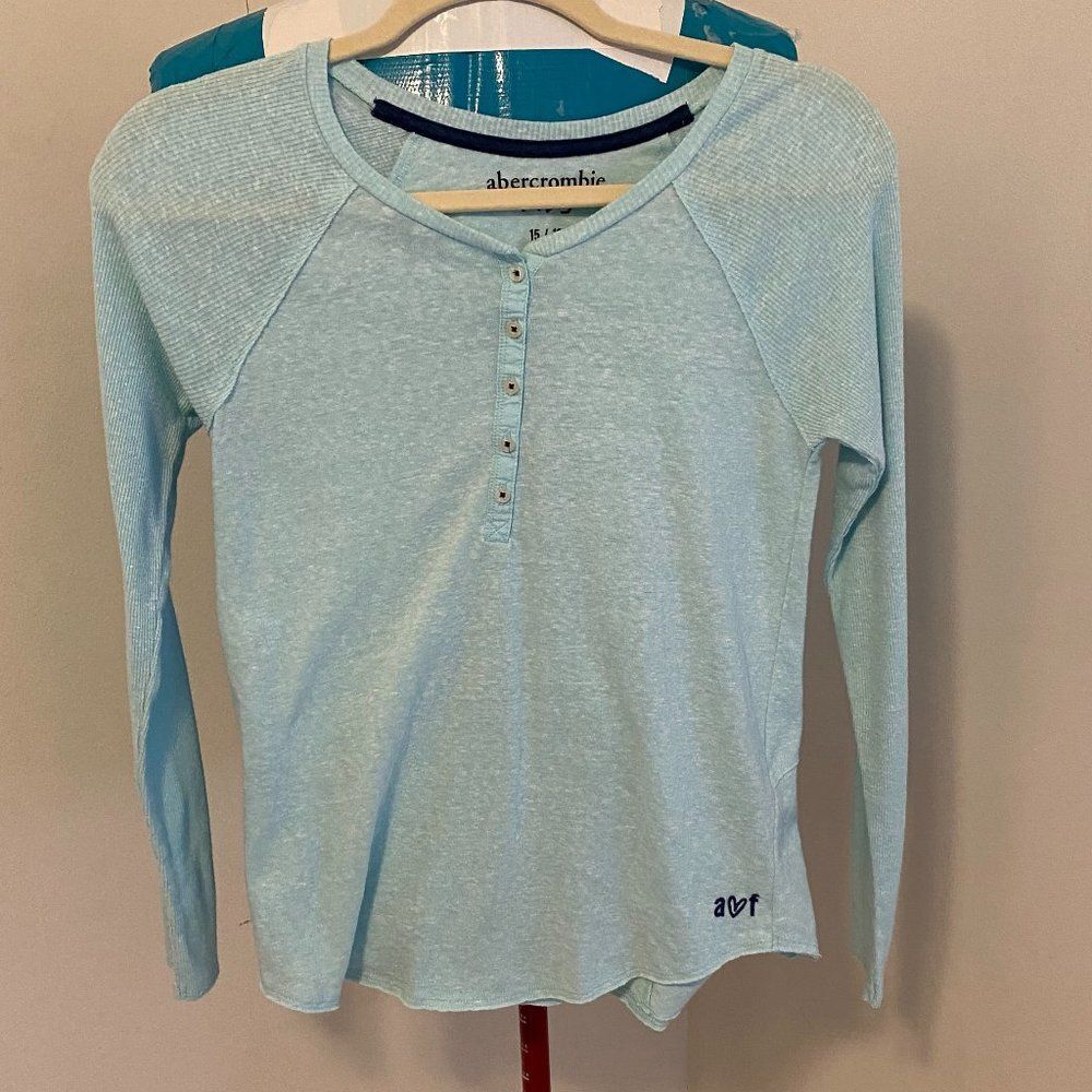 Abercrombie Kids Long Ribbed Sleeve Girls Tee Shirt Size 15-16